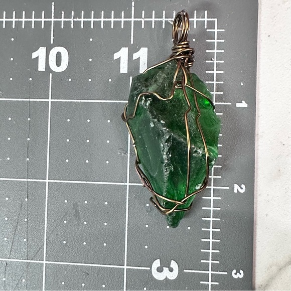 Glass Pendant, Wire Wrapped, Sea Beach Glass Handmade Art To Wear 3035 P - Picture 3 of 9